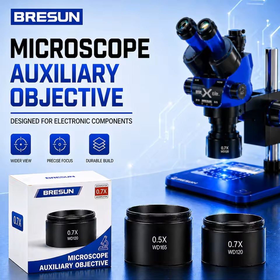 BRESUN 0.5X 0.7X Microscope Auxiliary Objective Lens