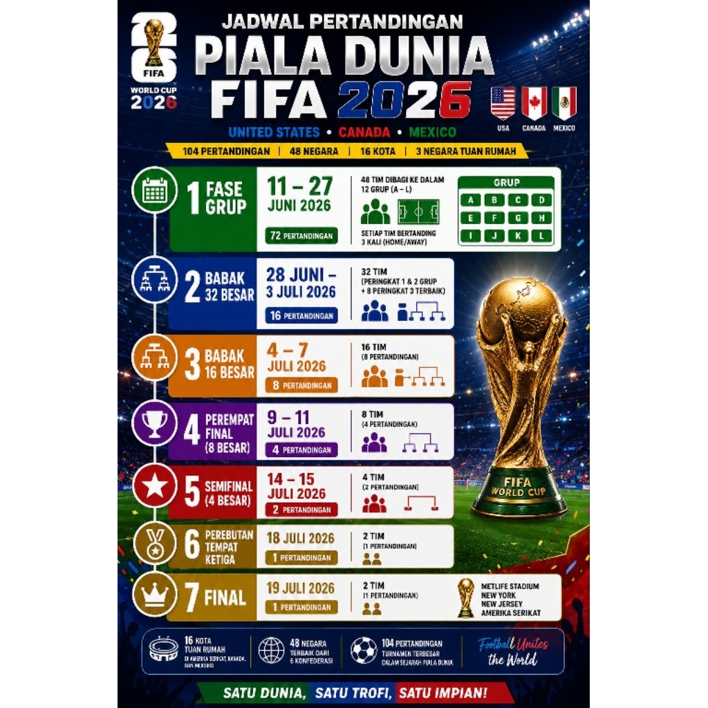 Jadwal Linimasa Pertandingan Piala Dunia 2026