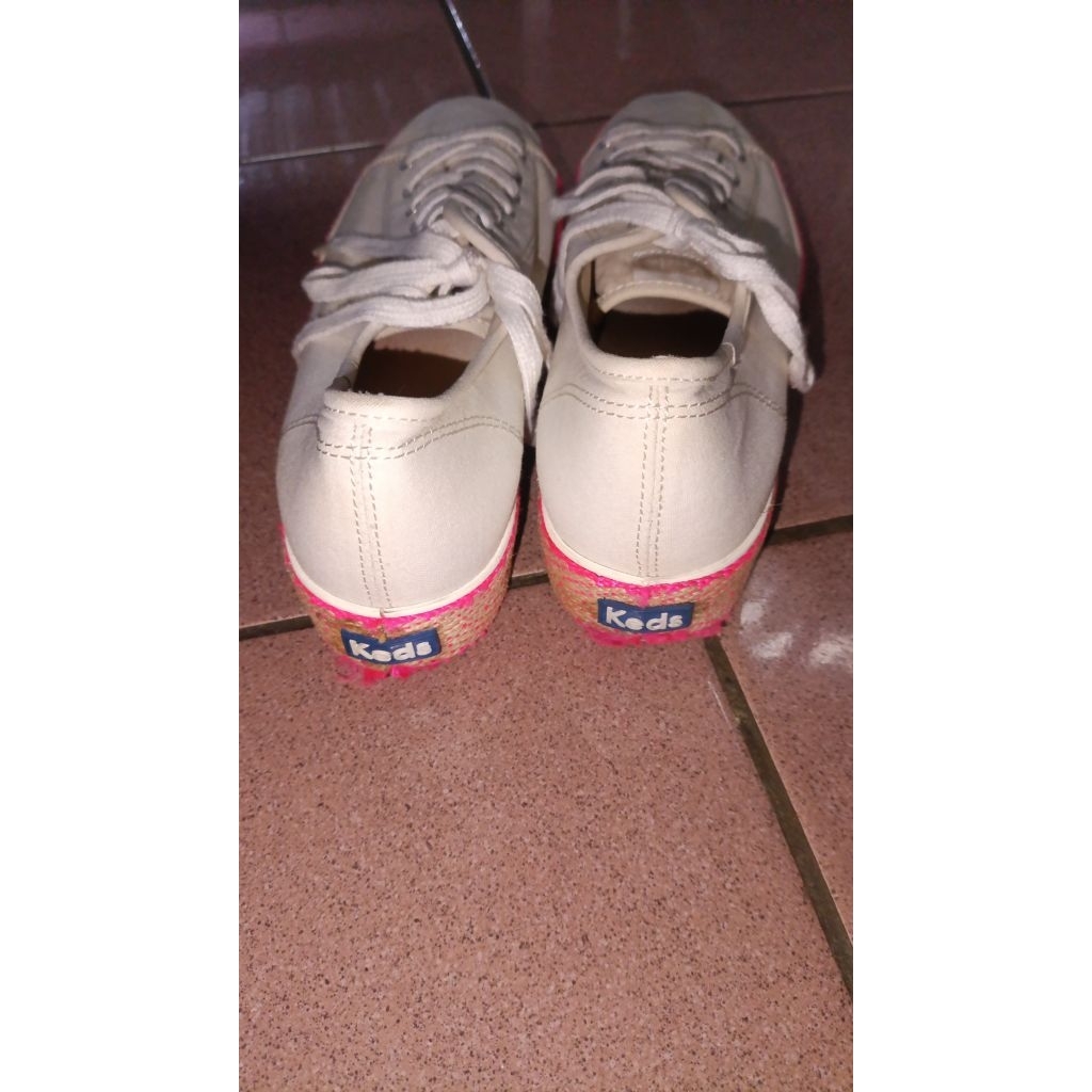(SECOND) ORIGINAL KEDS TRIPLE KICK CANVAS JUTE WHITE/NEON PINK UKURAN 40