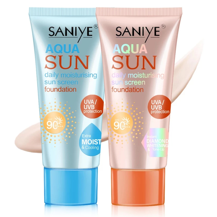 SANIYE Wajah Sunscreen SPF90 Waterproof Sunblock Foundation Pelembab 65ML