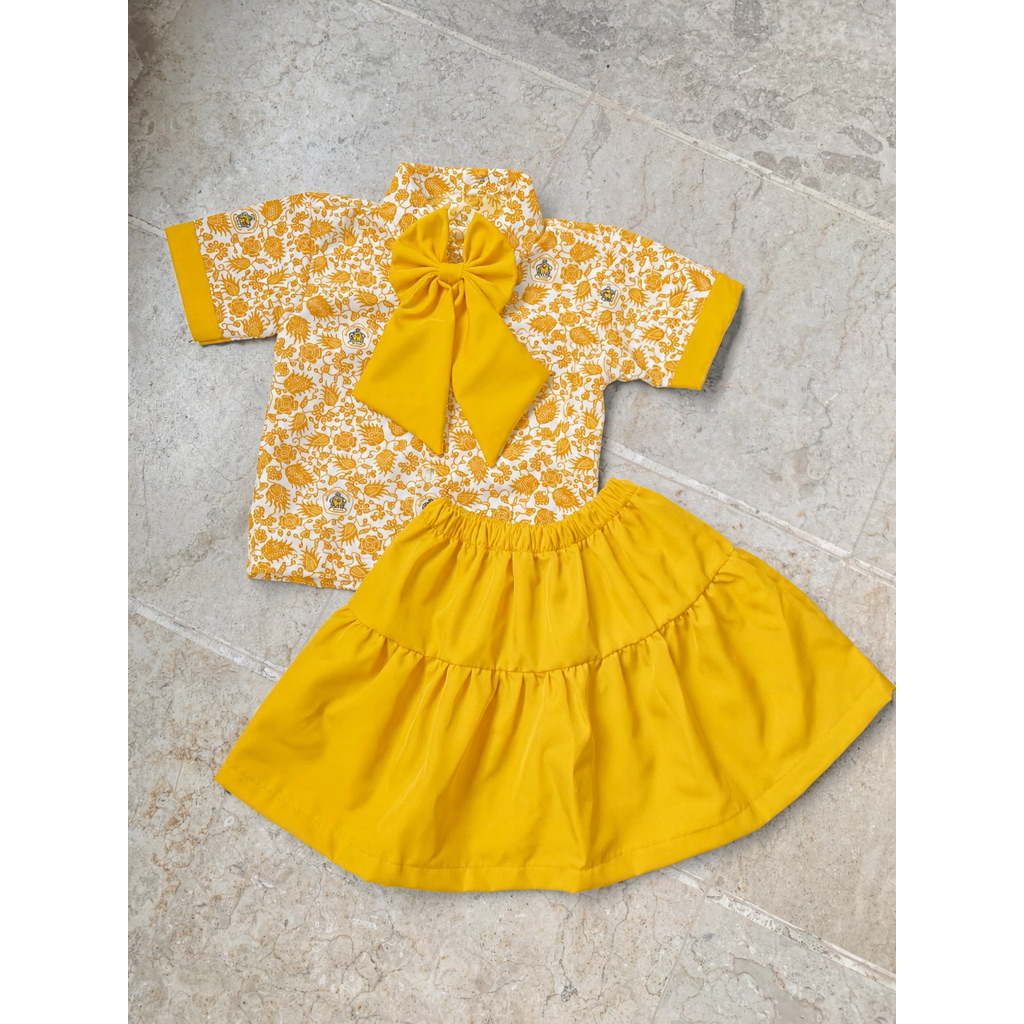 Seragam Sekolah Batik Paud Nasional Warna Kuning Baju Batik PAUD Kuning Setelan Seragam Batik TK Ana