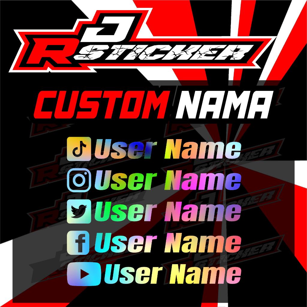 Stiker Cutting Custom Username Stiker Cutting - Username Social Media