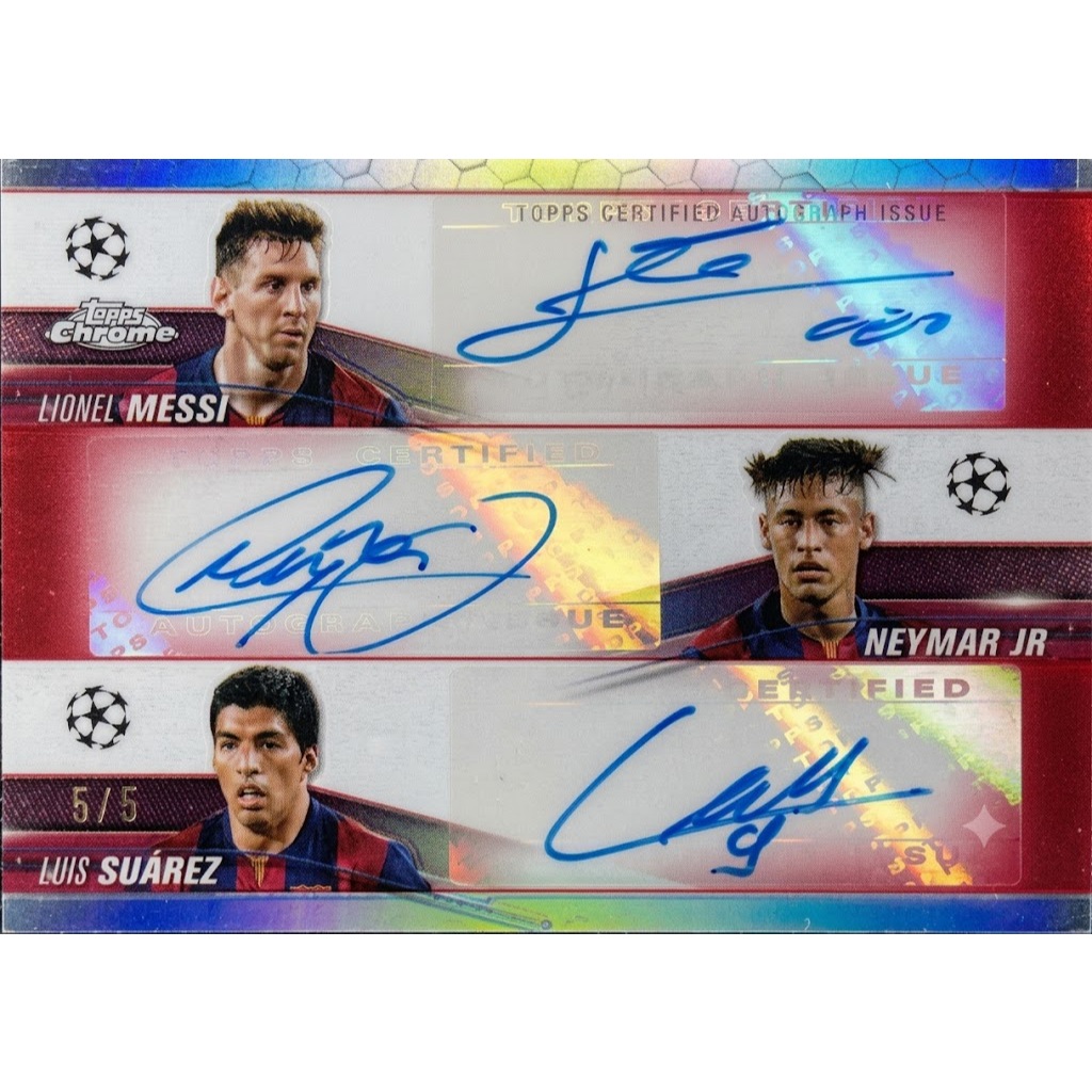 Fullprint Replica Kartu Mainan Anak Jadul Bola tanda tangan Messi, Neymar, Suarez