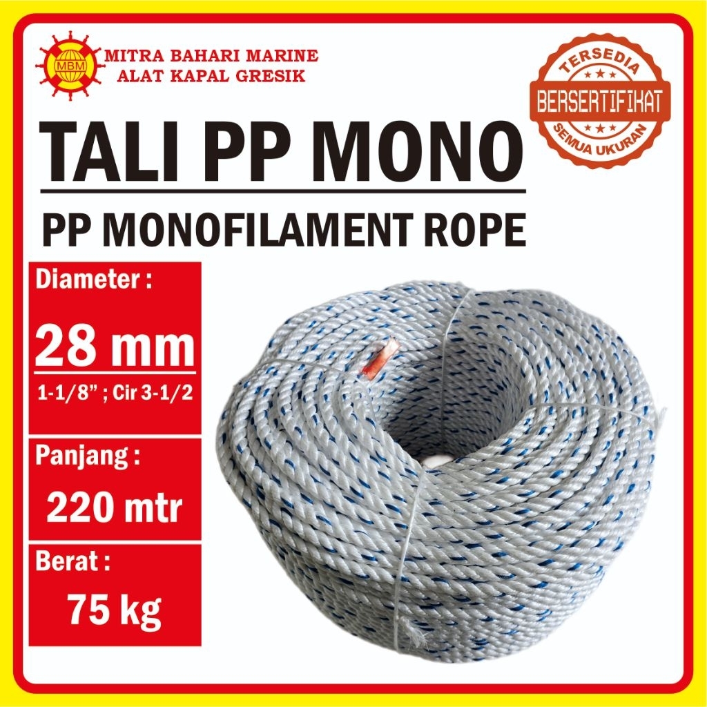 Tali PP Mono 28 mm / Tali Kapal / Tali Tambang 220mtr