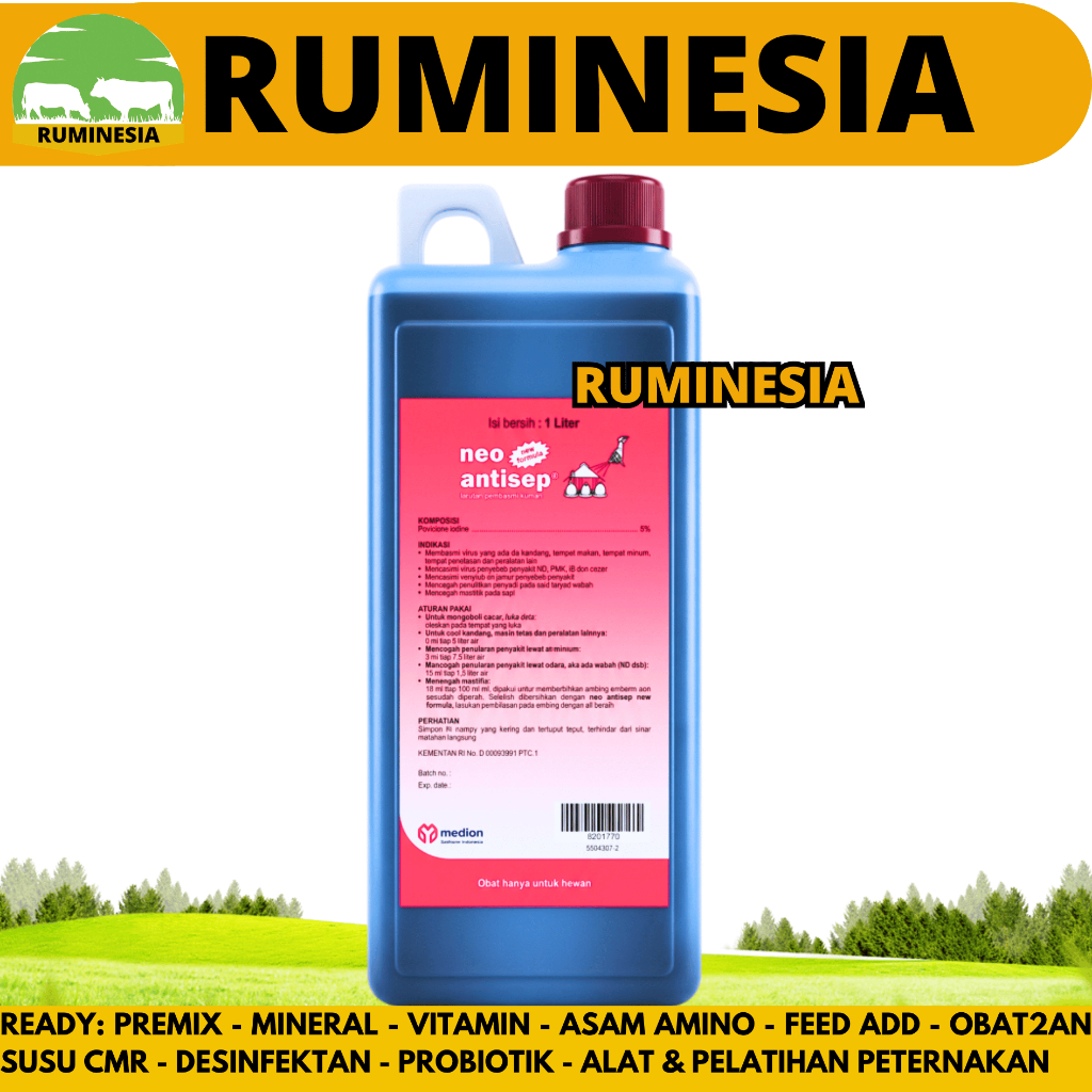 NEO ANTISEP NEW FORMULA 1 LITER MEDION - Desinfektan Disinfektan Iodine untuk Kandang dan Peralatan 