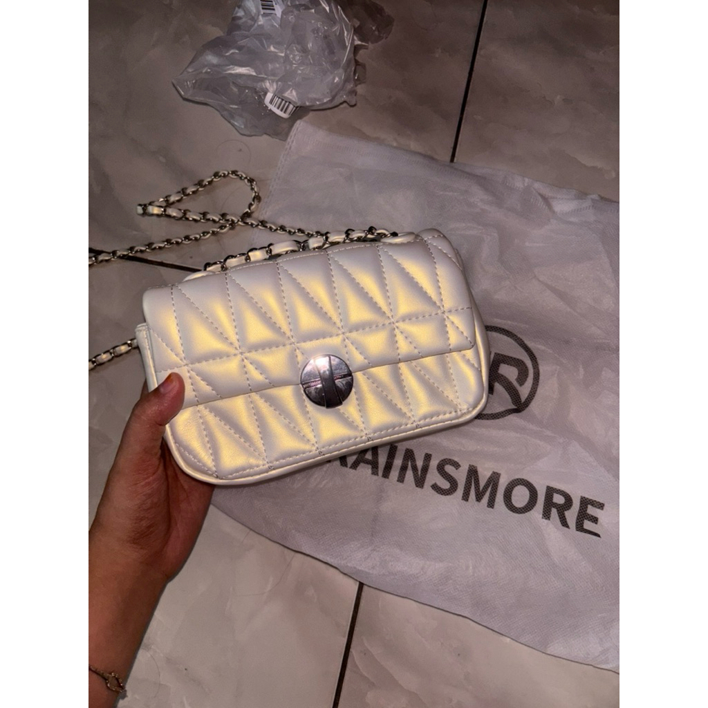 Tas Wanita Mewah Rainsmore Putih Mutiara - BARU