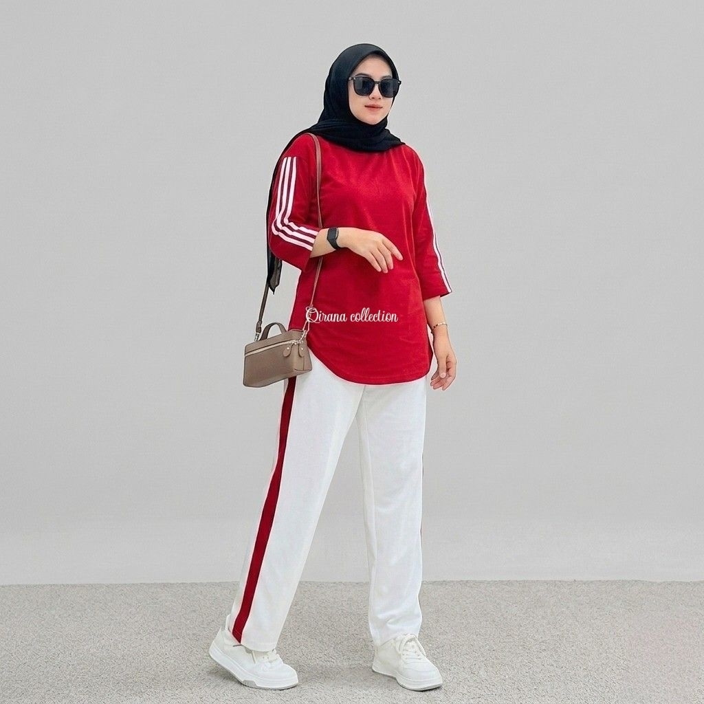Setelan merah putih Agustusan terbaru bahan crinkle, Setelan 17agustusan, setelan Agustusan terbaru 