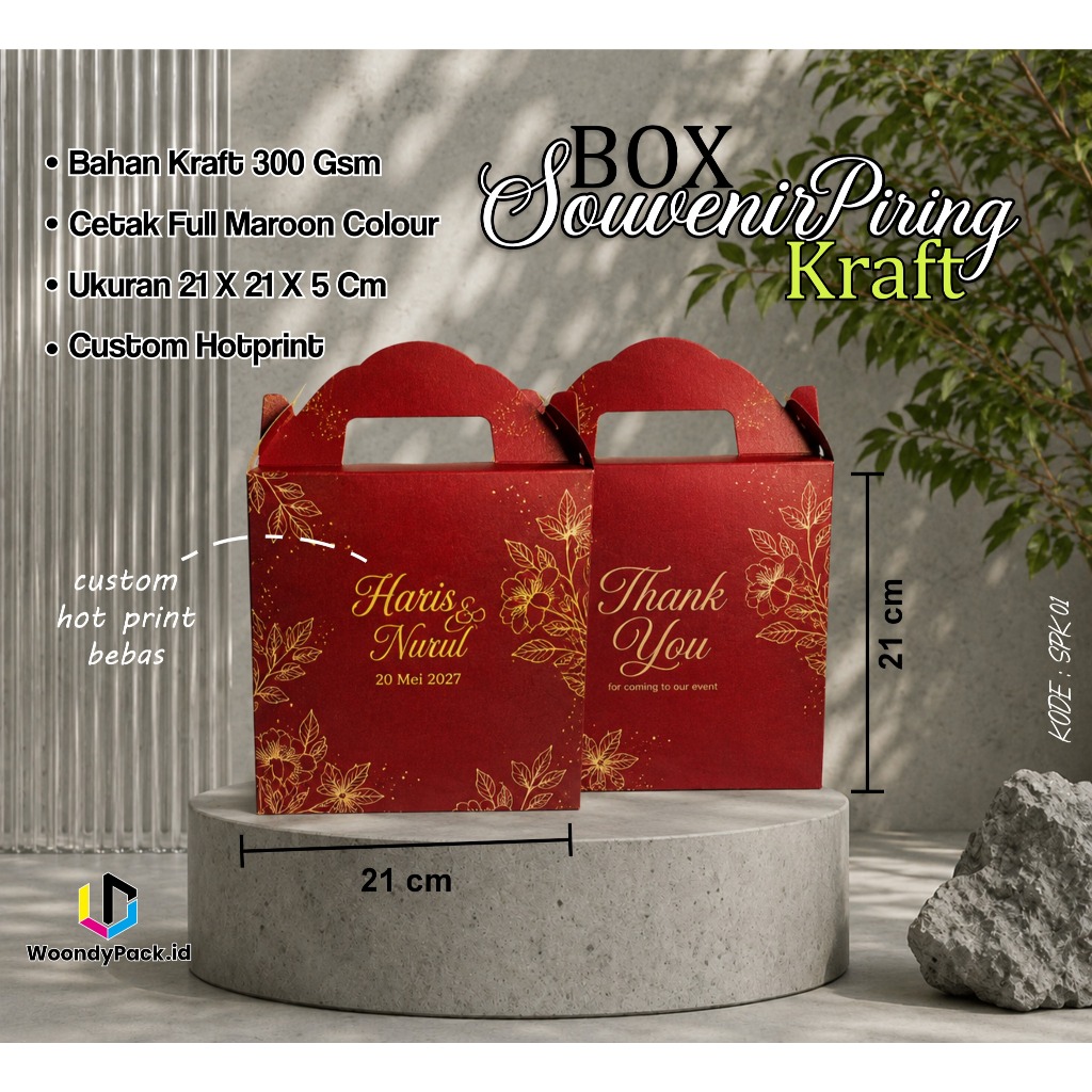 (50 pcs) Box Piring Souvenir Murah Ready Stock - Box Souvenir Piring Kraft SPK 01