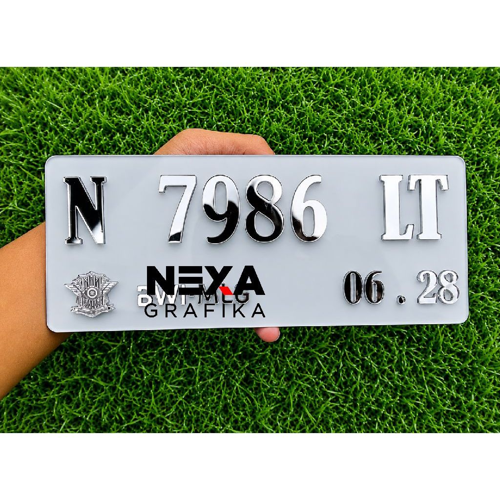 Plat Nomor Akrilik Huruf Timbul Silver