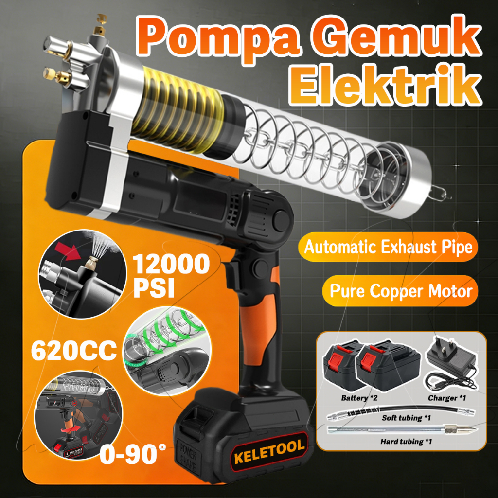Electric Grease Gun  Alat Grease Semprot Listrik Electric Spray Gun  Pompa Gemuk Elektrik Baterai Co
