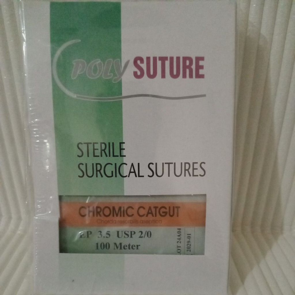 Polysuture Steril Catgut Chromic 2/0#Benang Chromic 2/0#Cat gut Chromic 2/0#Chromic Roll 2/0#