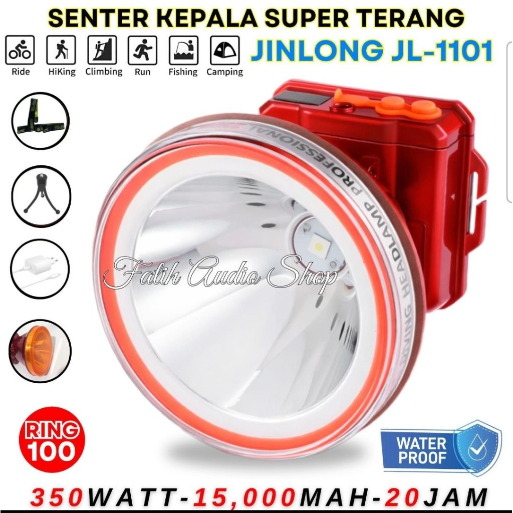 Senter Kepala Jinlong 350w JL1101 Tahan Air Hujan Ring 100