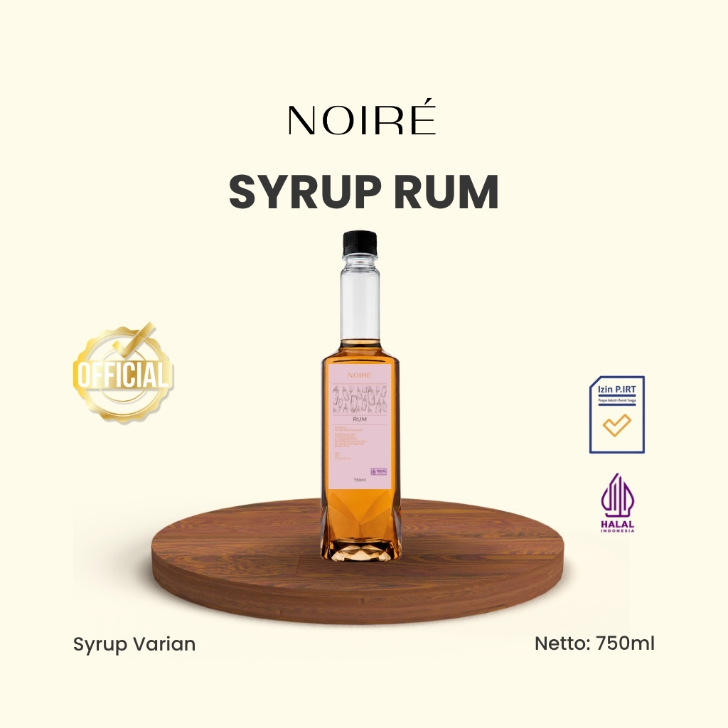 NOIRÉ - Syrup Rum 750ml - Sirup Rasa Rum Premium Non-Alkohol / 100% Halal Indonesia untuk Cafe