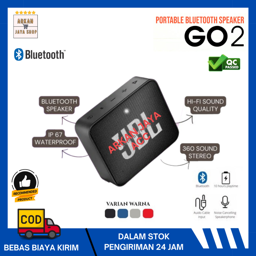 Bluetooth Speaker Portable GO2 Mini Bass Wireless MP3 Player Support Aux Radio FM USB Memori Card / 