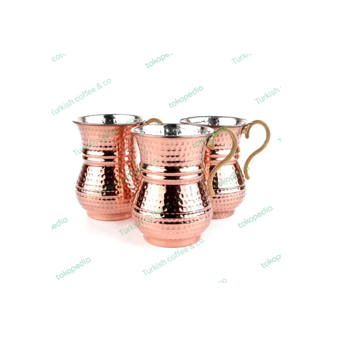 Ready Gelas Tembaga Turki Handmade untuk Kopi Teh Ayran Yogurt Turki