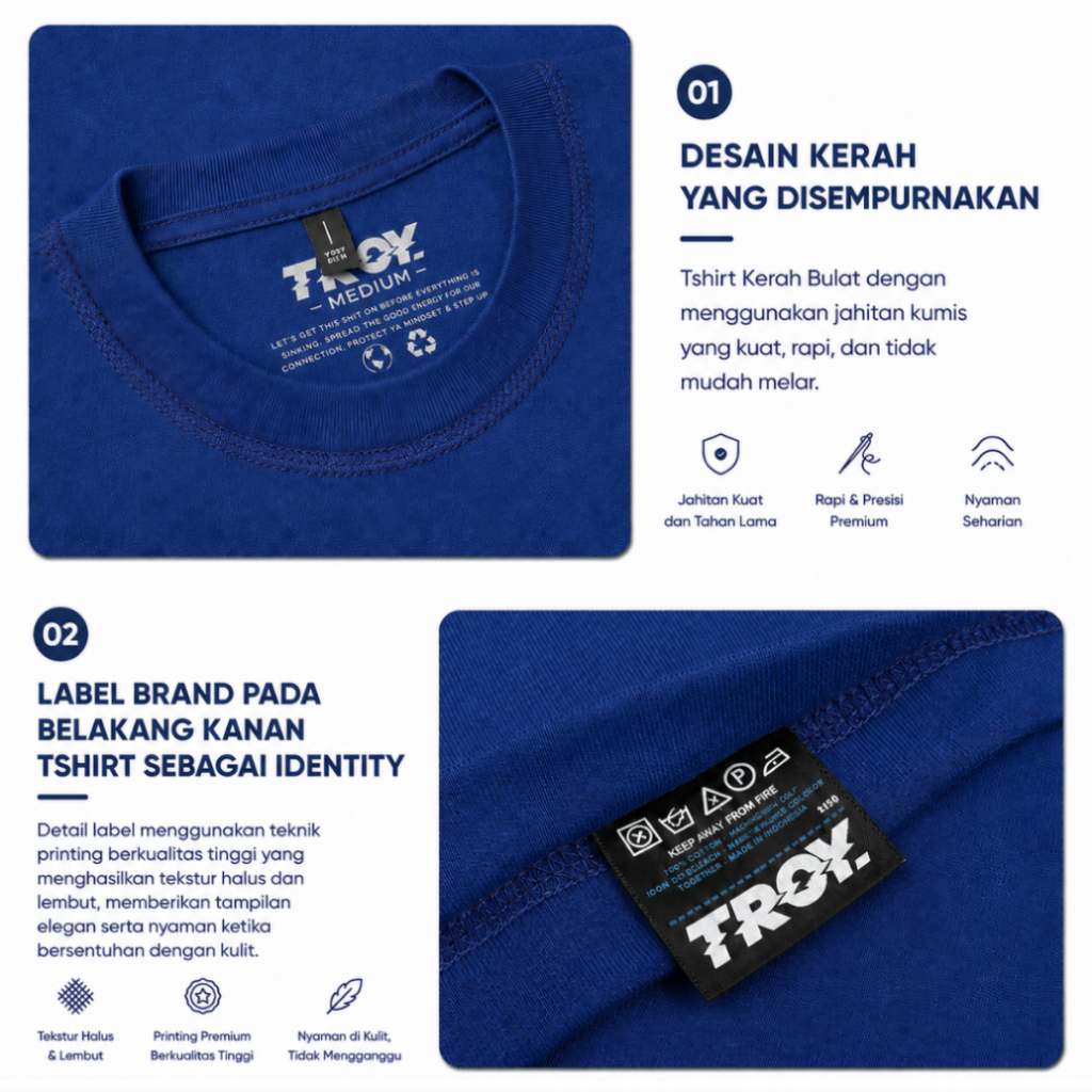 Troy Company Tshirt Royal Blue Sonic Blade - Kaos Pria Lengan Pendek Biru Benhur MTD 3473