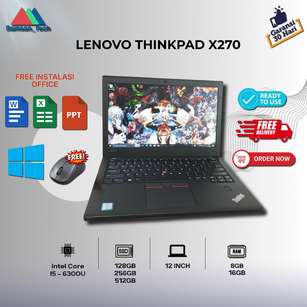 Lenovo Thinkpad X260 X270 X390 X13 Core i5 | i7 RAM 8GB | RAM 16GB SSD 256GB