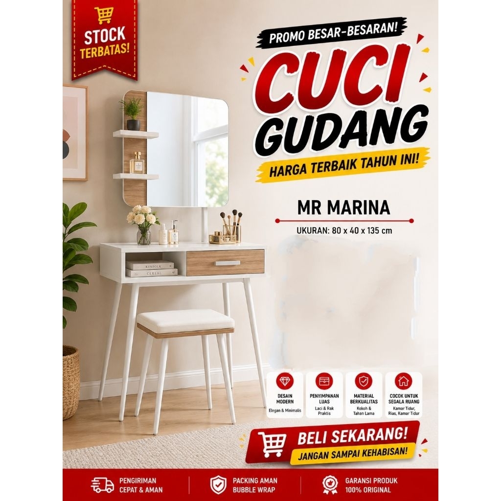 [ Golden Furniture ] Meja Rias Siantano MR Marina - Meja Rias Minimalis Estetic - Tiolet Cantik - Me