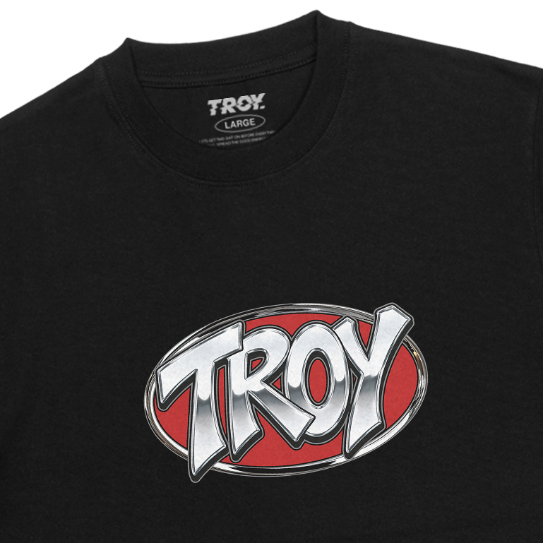 Troy Company Kaos Pria Lengan Pendek Hitam - Chrome Tshirt Black MTD 3596