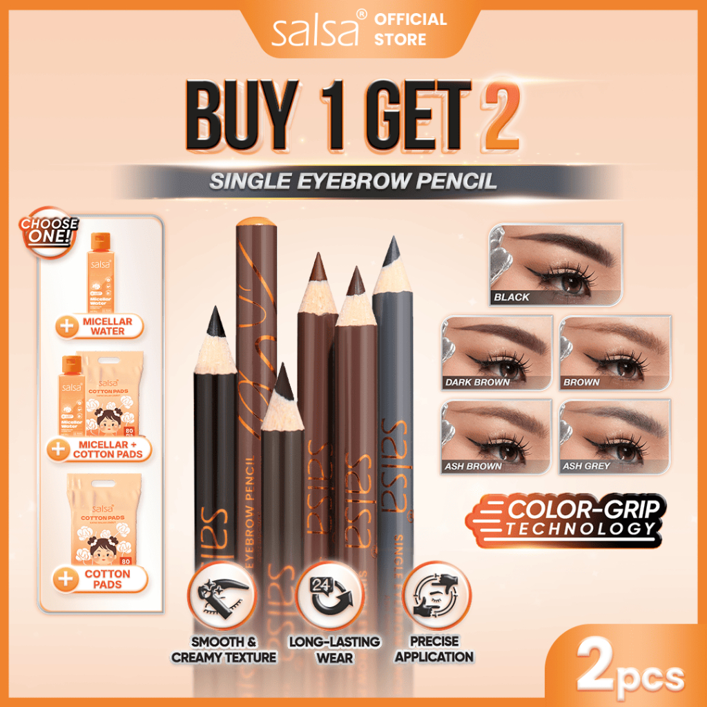 [BUY 1 GET 2] SALSA Single Eyebrow Pencil - Pensil Alis Tekstur Creamy | Pensil Alis Waterproof | Pe