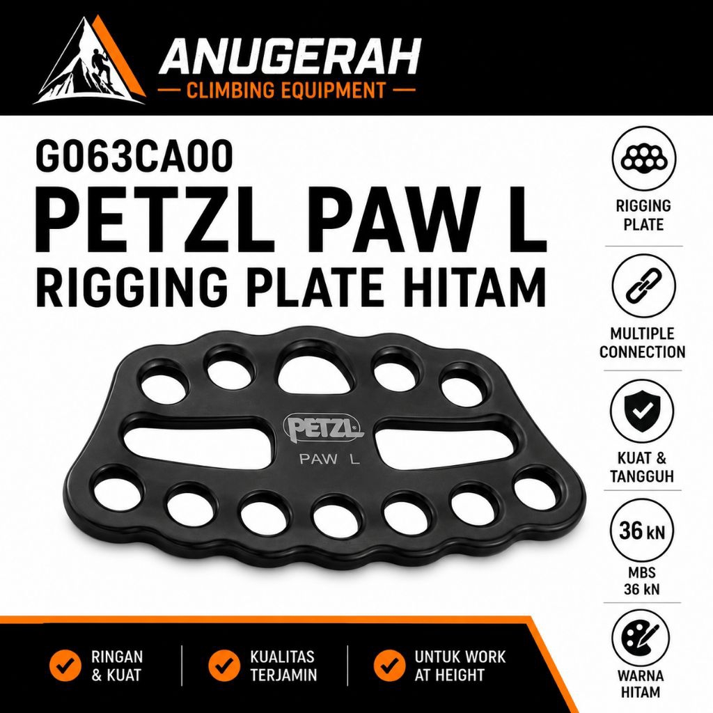 PETZL PAW L RIGGING PLATE HITAM ORIGINAL PETZL