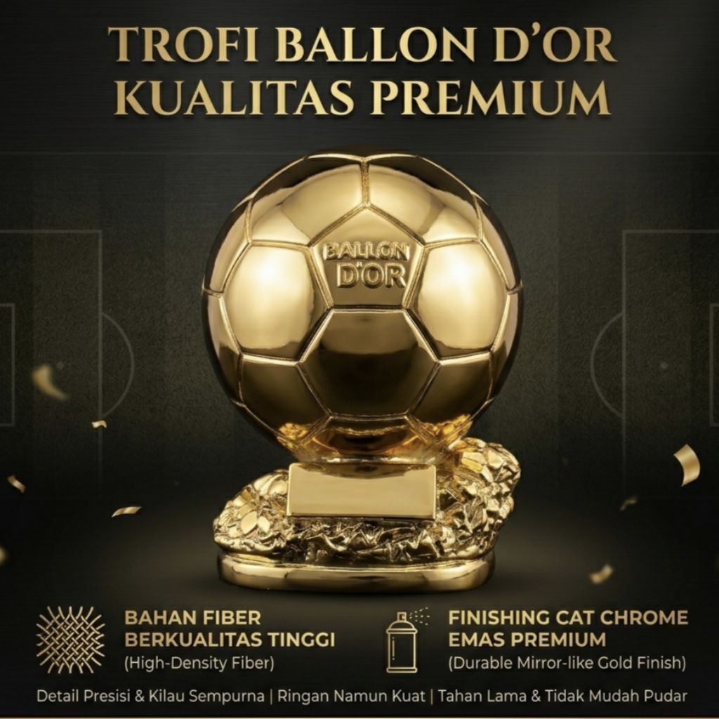 [READY]Trofi Ballon D'or Kualitas Premium bahan fiber cat chrome