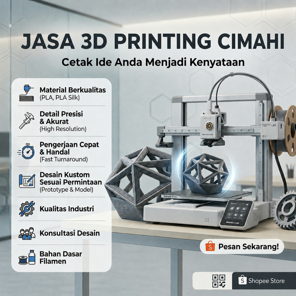Jasa 3D Printing PLA, PLA Silk Bambulab A1 Mini || Cimahi-Bandung || Tanpa durasi jam