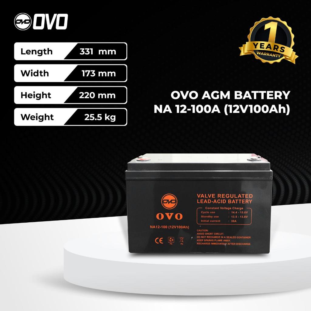 OVO Battery VRLA 12V 100Ah | AGM Battery 12V 100Ah