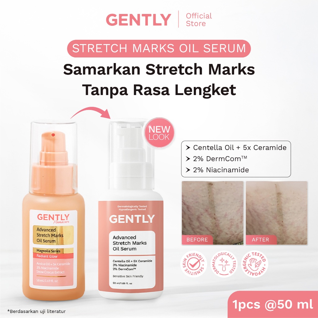 GENTLY Advanced Stretch Marks Oil Serum | Arnica Oil + 5x Ceramide + Magnolia Extract + 3% Niacinami