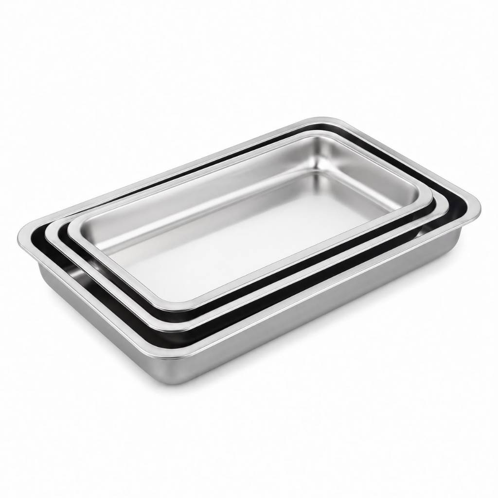 Nampan Prasmanan Stainless Persegi Super Tebal Premium
