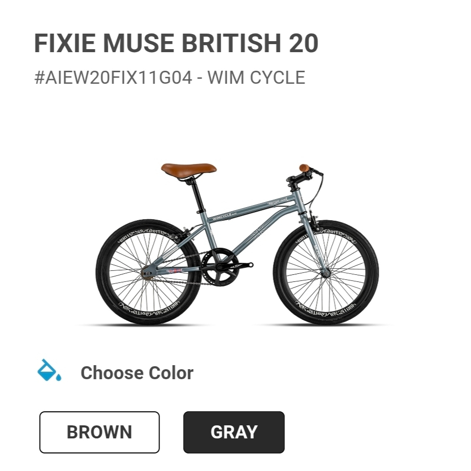 Sepeda BMX Fixie Muse British Size 20 Inch Wimcycle Fixxie Muse British fixie muse British Size 20in