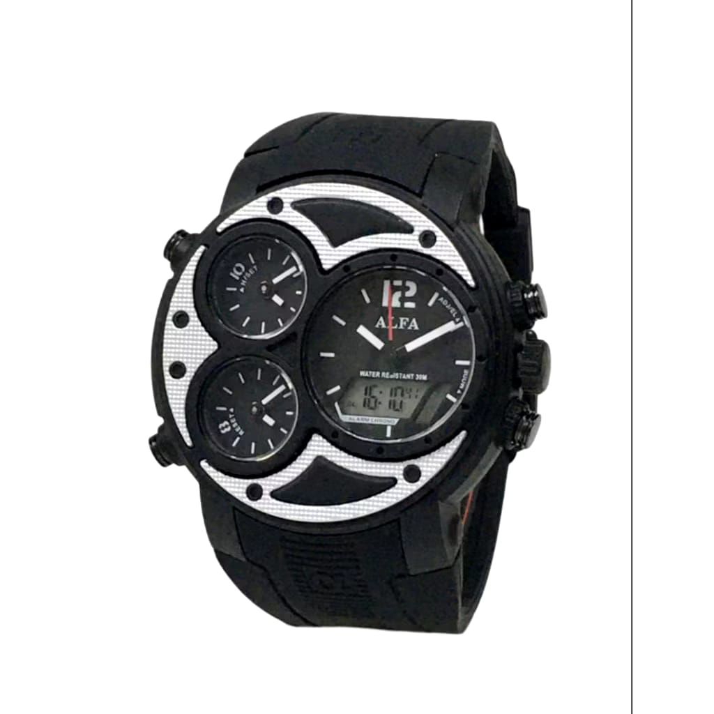 Jam Tangan Pria ALFA 0047 Four Time Rubber Original Sport