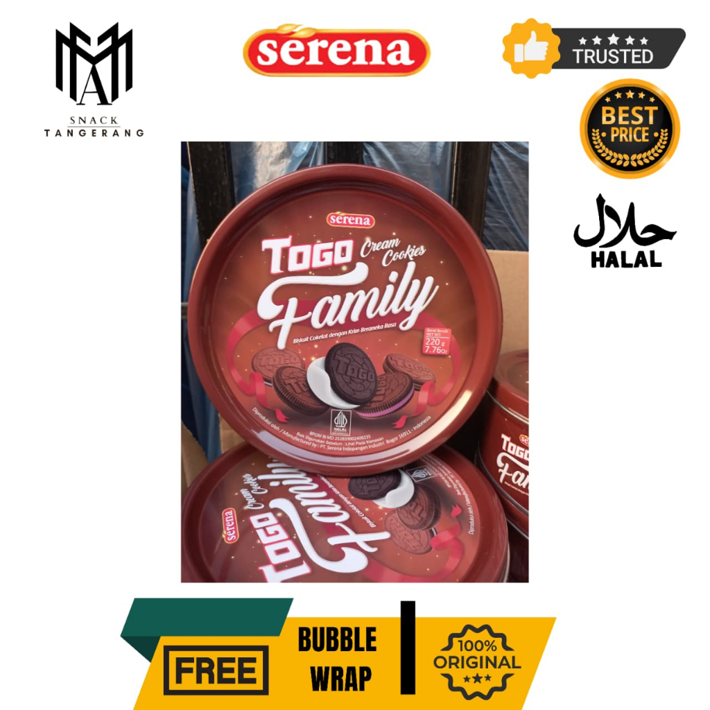 Serena Togo Cream Cookies Family Biskuit Cokelat Krim Beraneka Rasa Kaleng 220 Gr