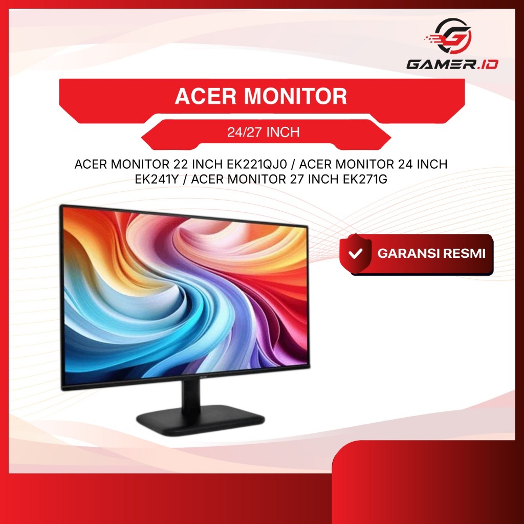 ACER MONITOR 24/27 INCH EK241Y/EK271G IPS FHD 1080P 1MS 120HZ 3Y SERVICE + 1Y AADP