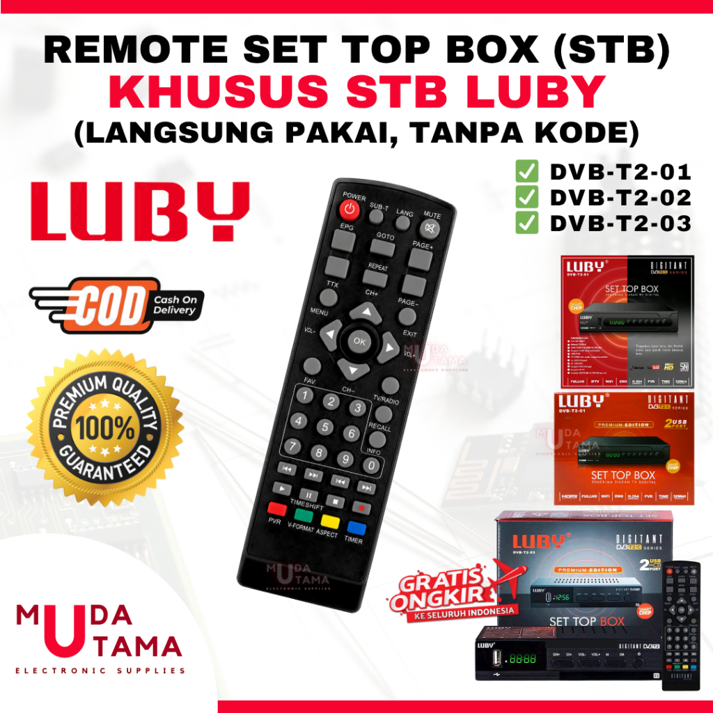 REMOT STB LUBY DVB T2 01 / 02 / 03 - REMOTE SET TOP BOX LUBY DVB 01 - REMOTE REMOT STB RECIEVER DVB-