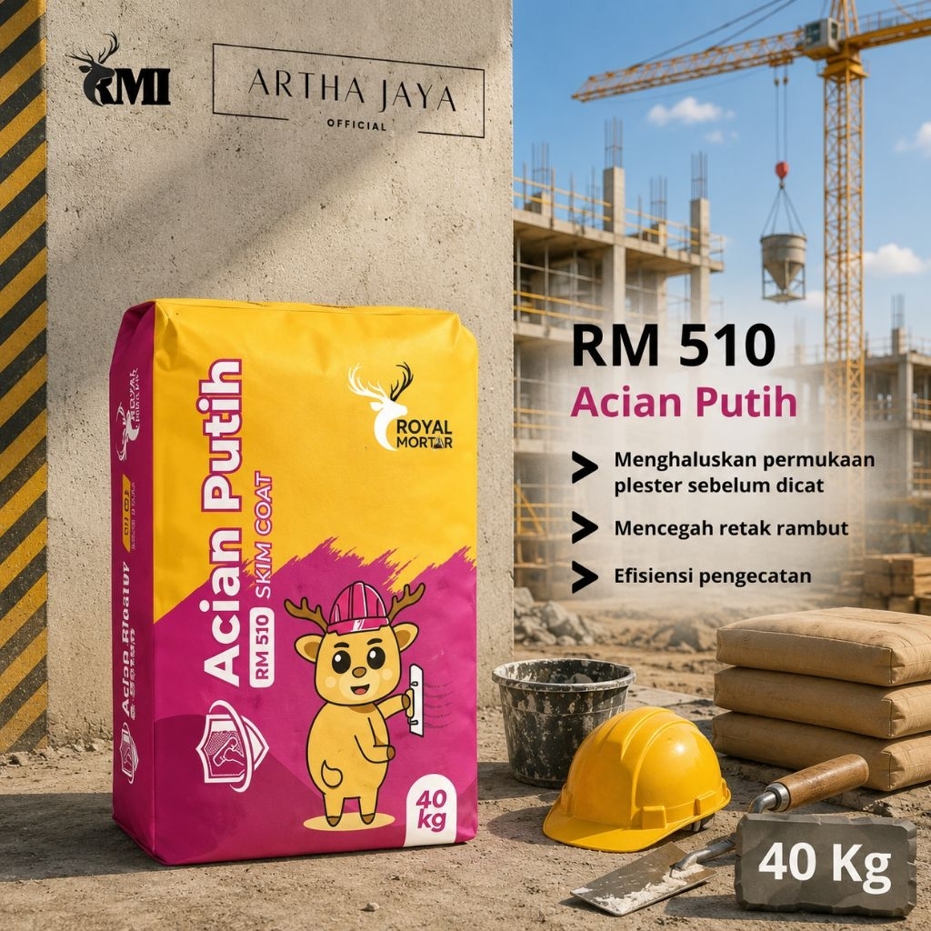 RM 510 | Acian Putih / Skim Coat | Royal Mortar | Semen Instan