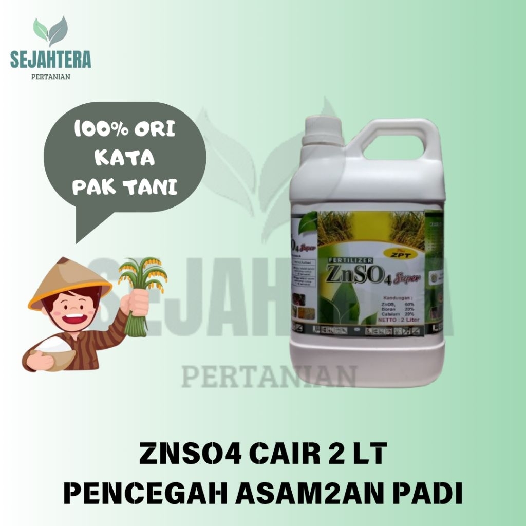 PUPUK ZNSO4 CAIR 2 LT / SPESIAL PENCEGAH ASAM ASAMAN PADA PADI