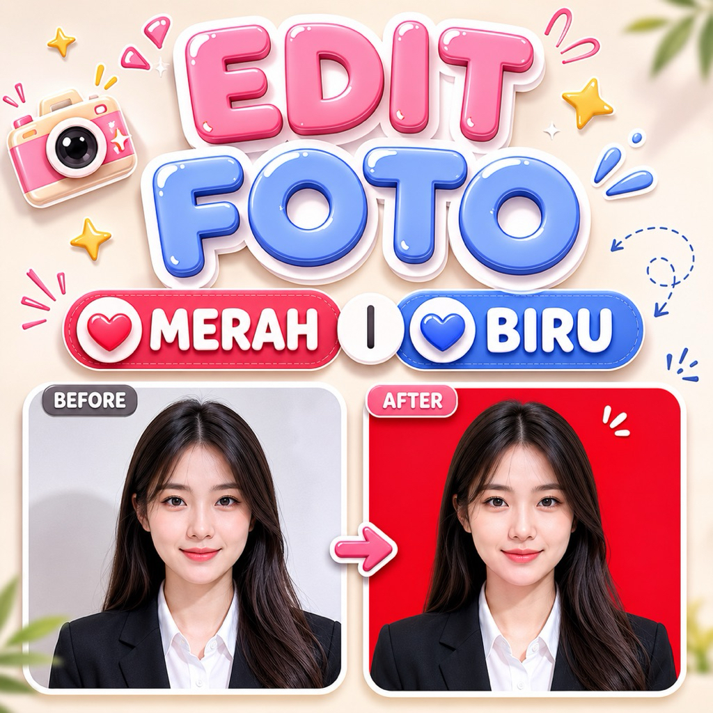 EDIT FOTO BACKGROUND MERAH BIRU