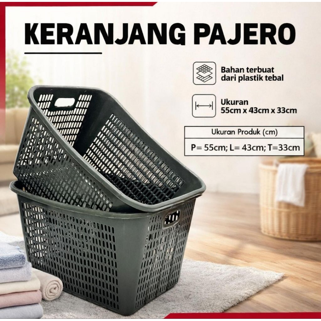 Keranjang Pajero / Keranjang Laundry Murah/ Keranjang pakaian Pajero Polaris / Keranjang Serbaguna P