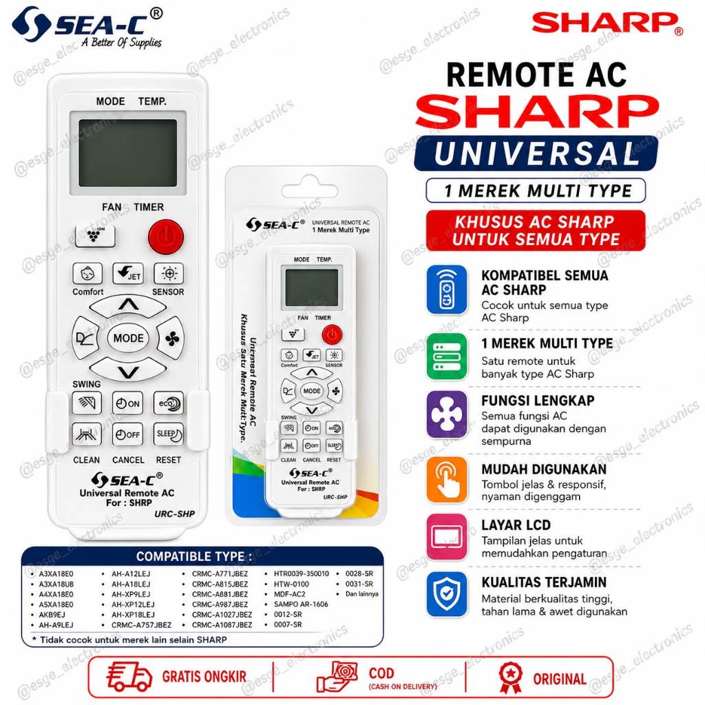 REMOTE AC SHARP REMOT AC SHARP A343JBEO A592JB A601JB A849JB A820JBEZ CRMC-A357JBEO CRMC-A669JBEZ CR