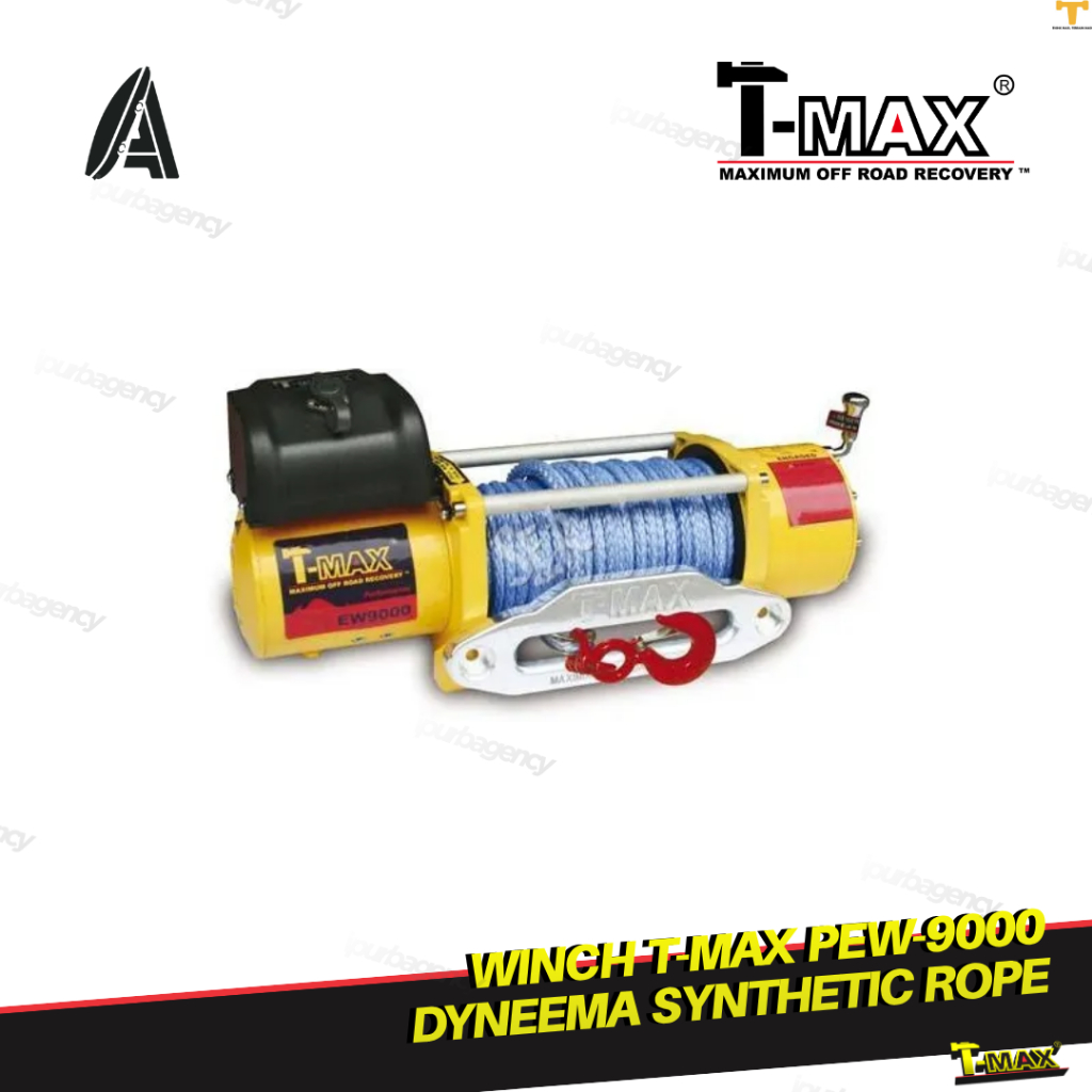 T-Max Winch PEW-9000 12V (4.3T) 4.080 kg (9000 LB) TMAX Electric Winch PEW-9000 (4T) Dyneema Synthet