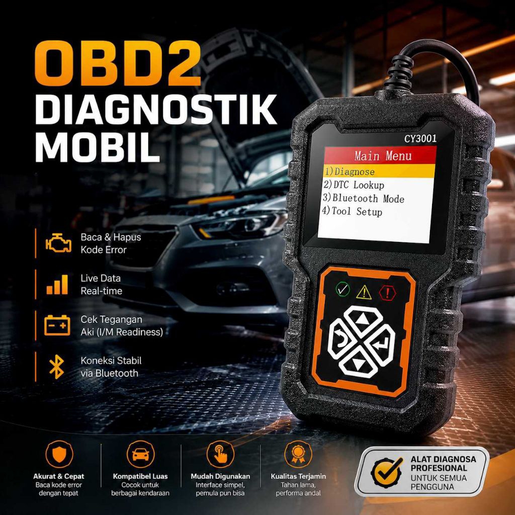 Scaner Mobil OBD2 Scanner Pembaca Kode Diagnostik Kerusakan Mobil CY3001