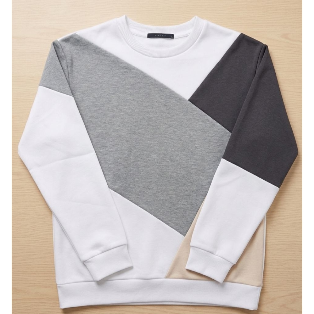 Andew Korea Geometric Colorblock Crewneck Sweatshirt Original - Multi-Color Second