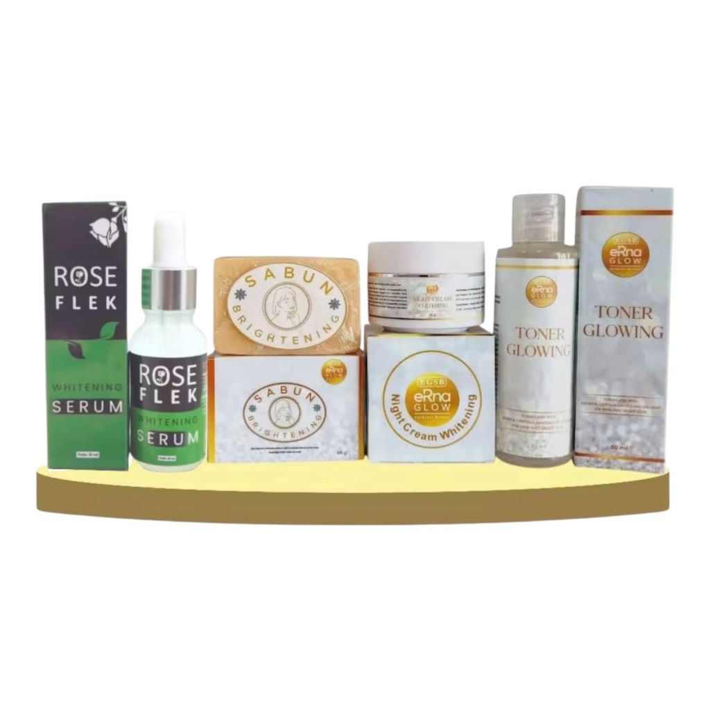 Viralpaket 4in1 erna whitening serum glowing dan cream erna dan toner erna dan sabun erna, ampuh men