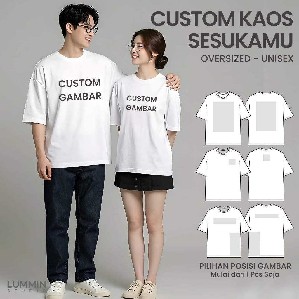 Kaos Oversized Custom Sablon Satuan Desain Sendiri Baju Oversized Custom Foto Kata Kata Premium Jumb