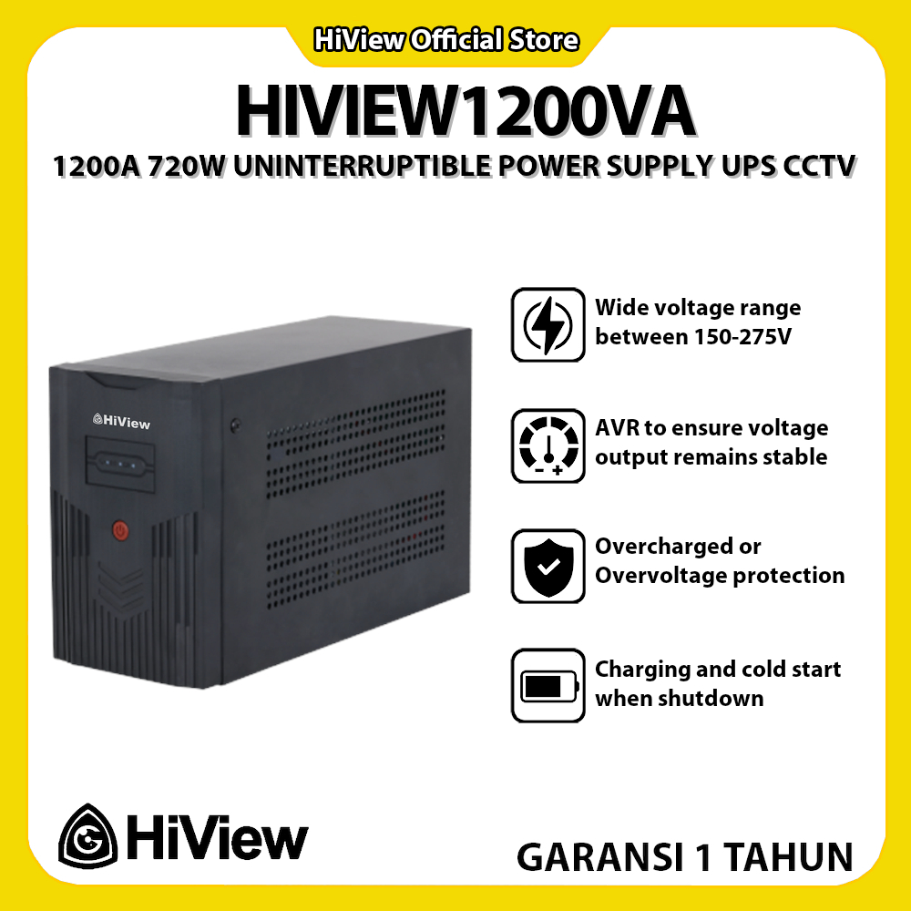 HIVIEW 1200VA UPS 720W UPS CCTV DVR NVR KOMPUTER AVR STABILIZER BACKUP LISTRIK (ACC)