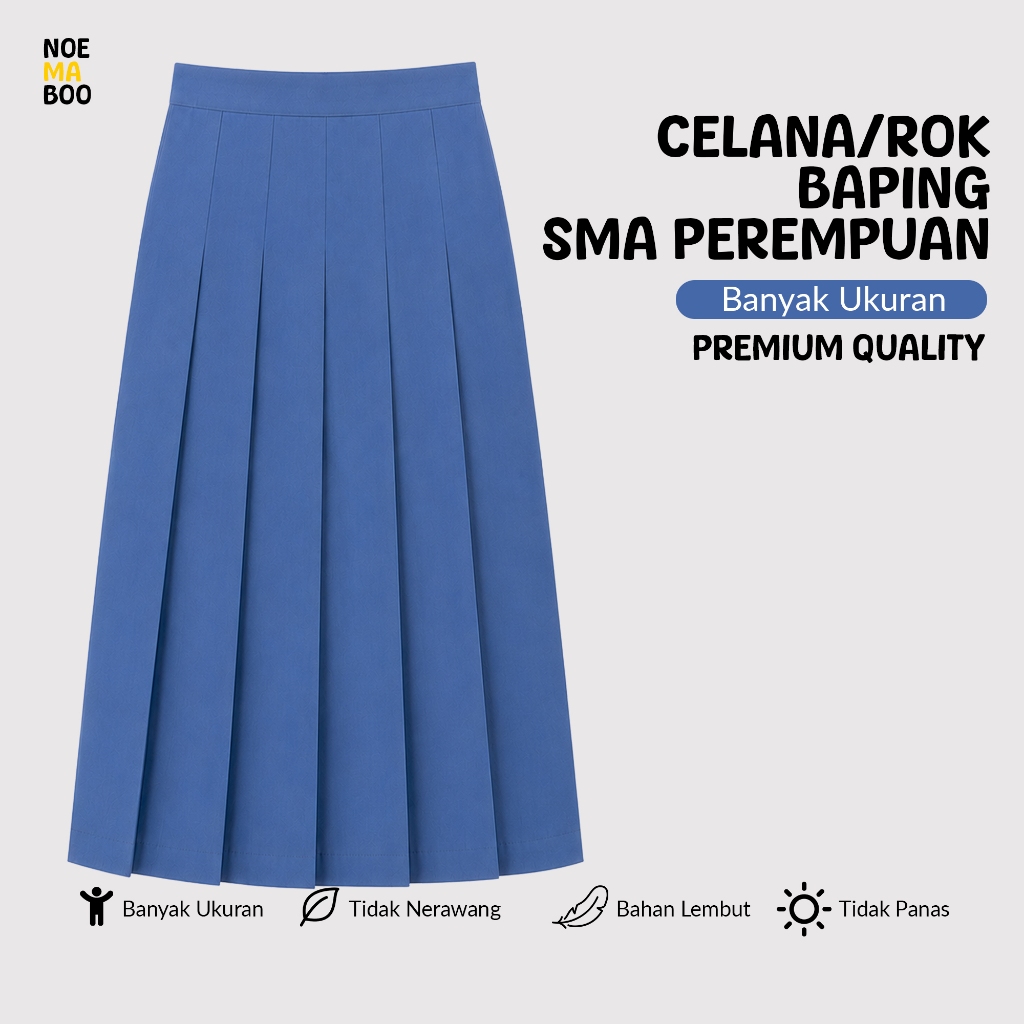 Rok SMA Perempuan Baping Bahan Katun Premium