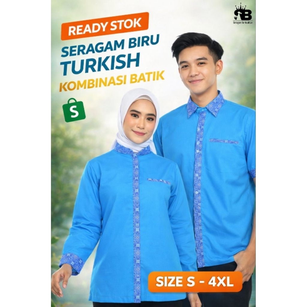 Seragam batik kantoran/Kemeja batik pria dan wanita/Baju seragam rumah makan/Seragam batik toko/Baju