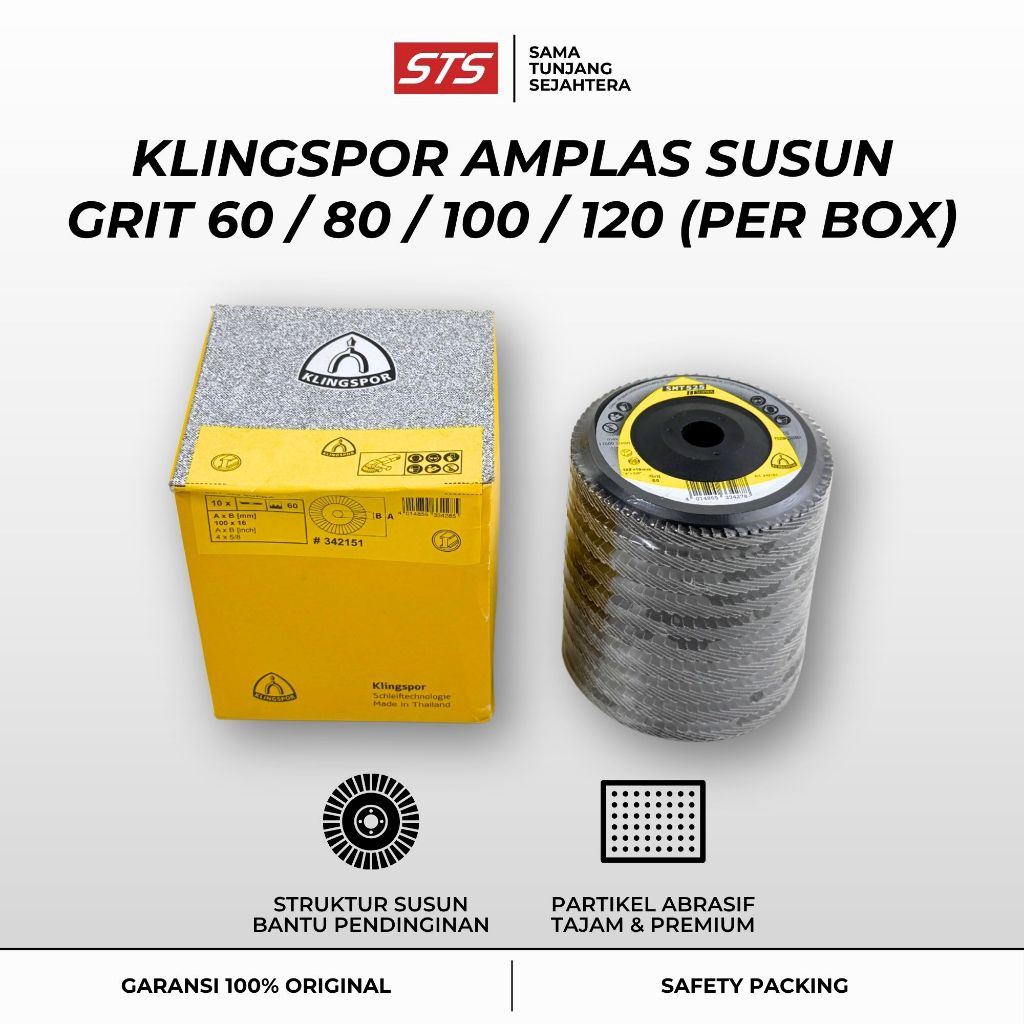 Amplas Susun Klingspor 4" Inch Grit 60 / 80 / 100 / 120 (Per Box 10 Pcs) - Mata Gerinda Flap Disc - 