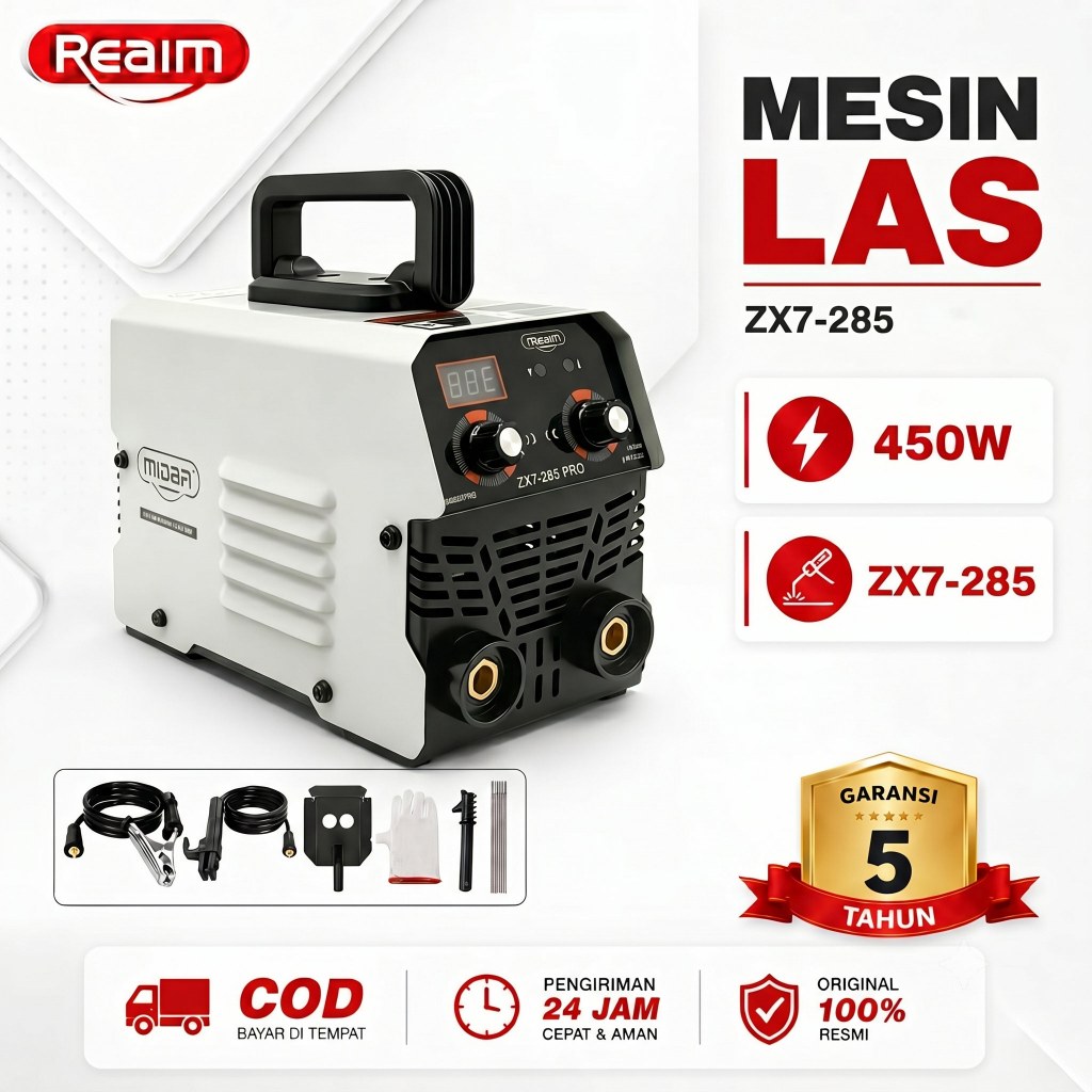 REAIM Mesin Las 450 watt  ZX7-285 Inverter Mini  Mesin Las Listrik Mesin Las Portabel  Mesin Travo